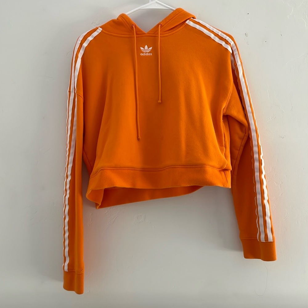 Adidas Orange Cropped Hoodie